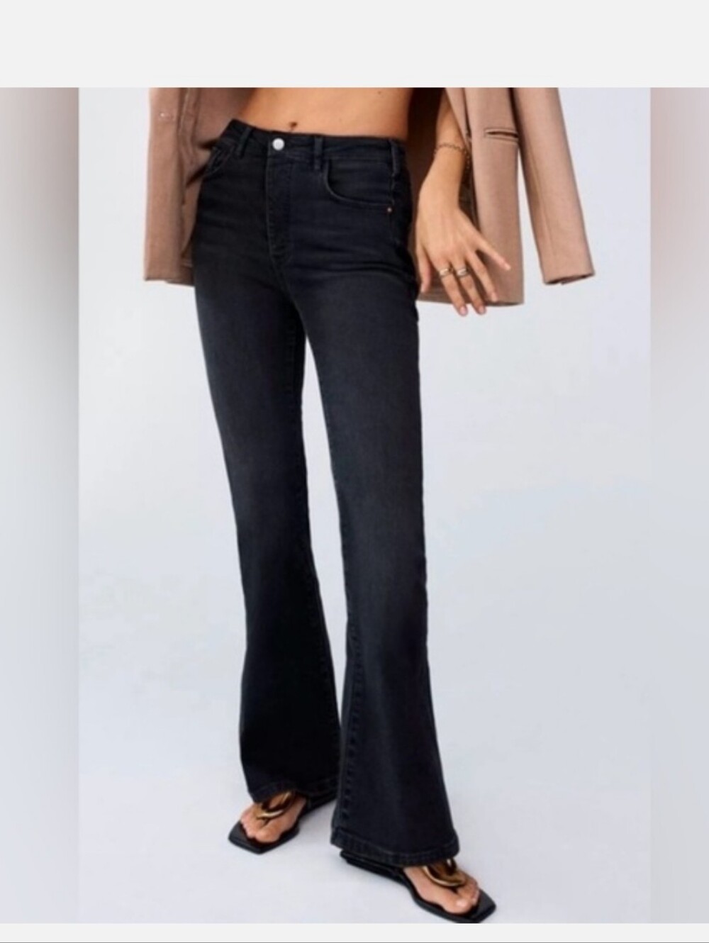 Anthro Pilcro The Icon High Rise Button Fly Flare Jeans In Black